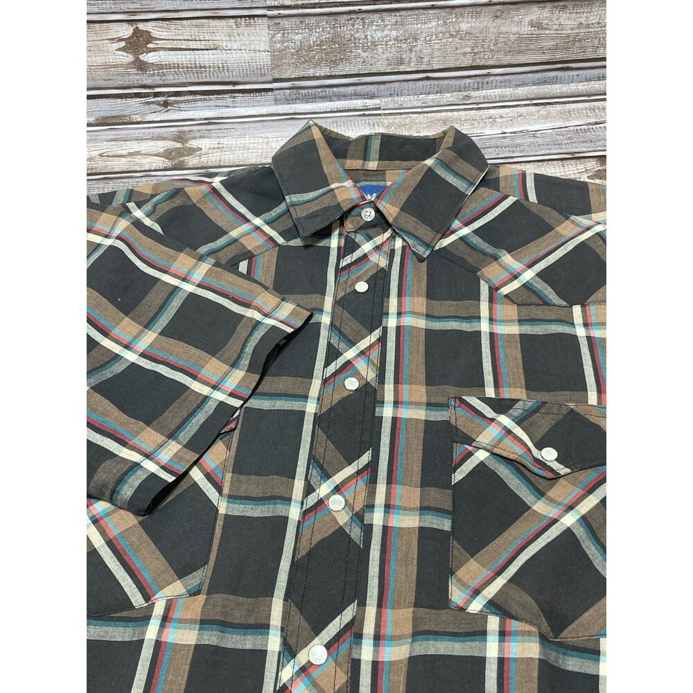 Wrangler Men’s Pearl Snap Short Sleeve Shirt Black‎ No Size Tag